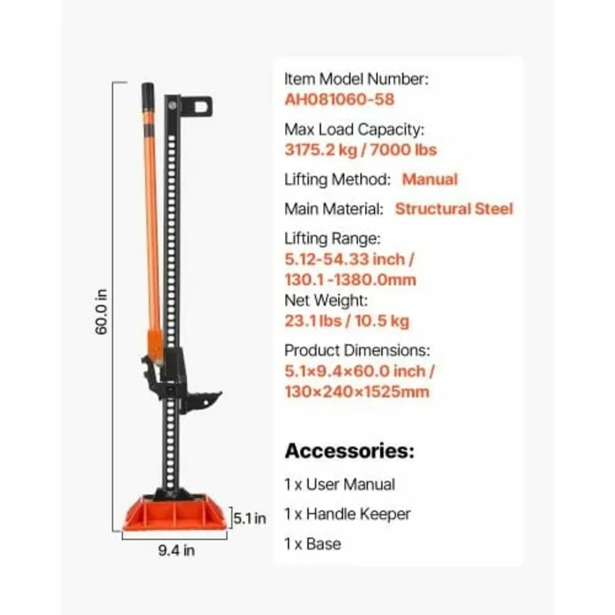 Farm Jack with Base, 152.5 cm Utility High Lift Fa - Image 2