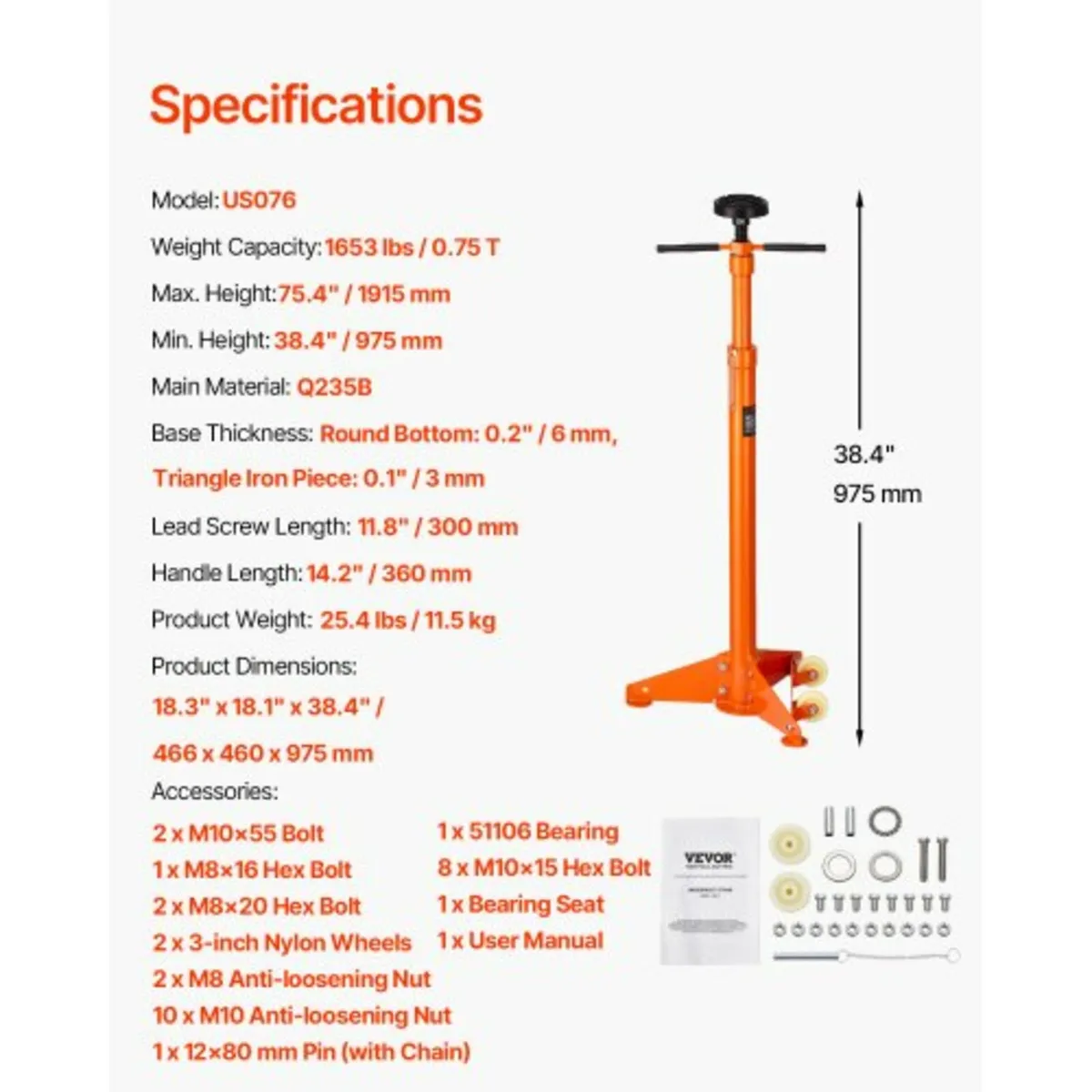 Underhoist Support Stand, 3/4 Ton Capacity Under H - Image 2
