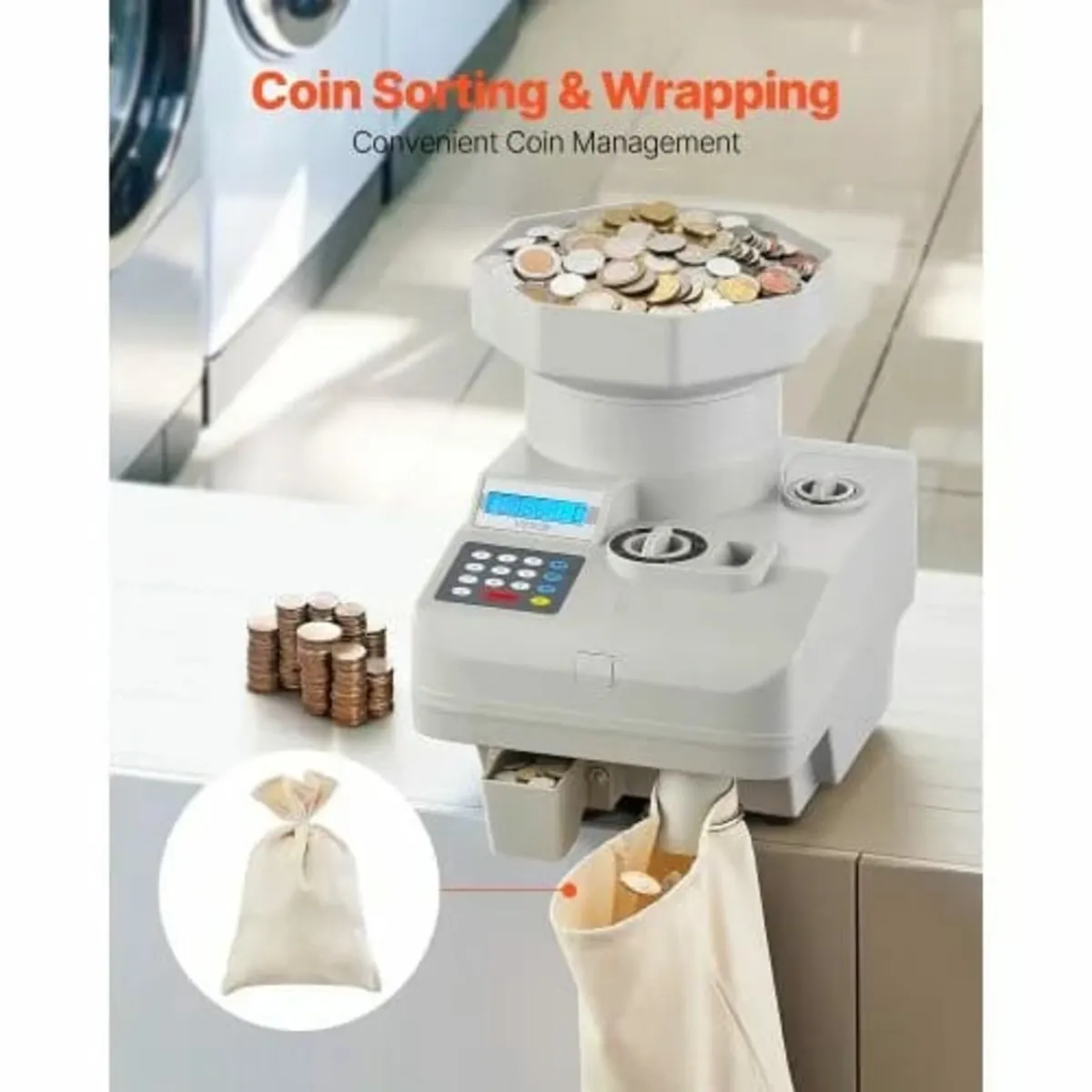 Coin Counter, Professional Coin Sorter with LED Di - Image 3