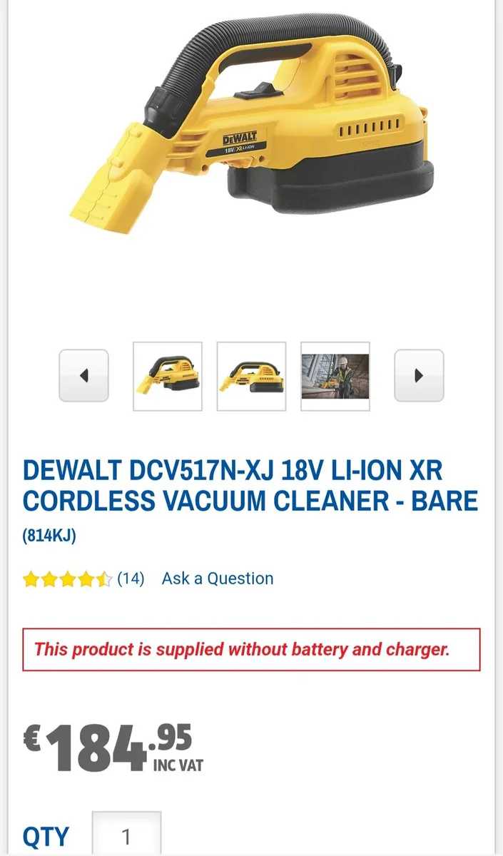 DEWALT DCV517N-XJ 18V Li-Ion XR Cordless Vacuum Cl - Image 1