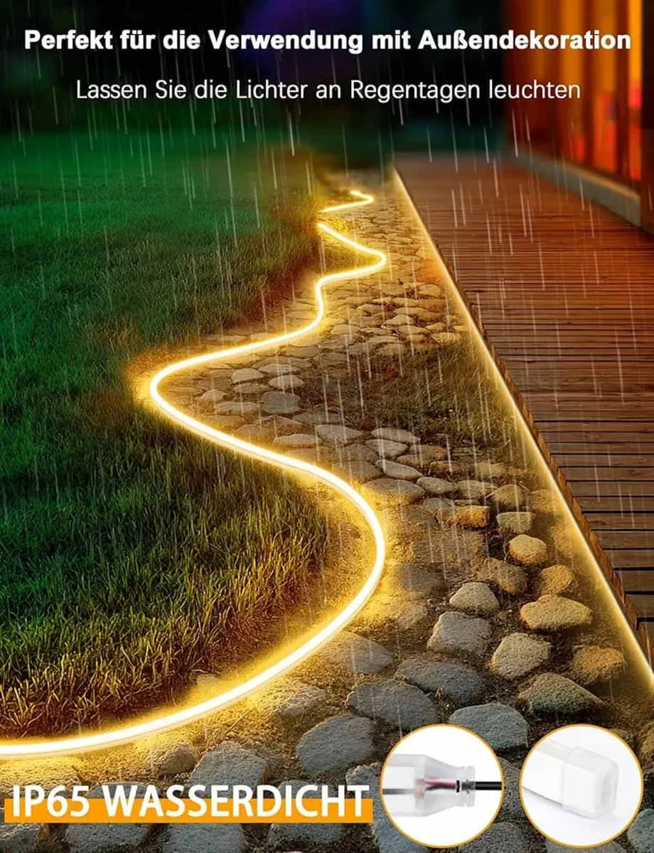 Outdoor LED Strip Light 20M, Waterproof Dimmable N - Image 2