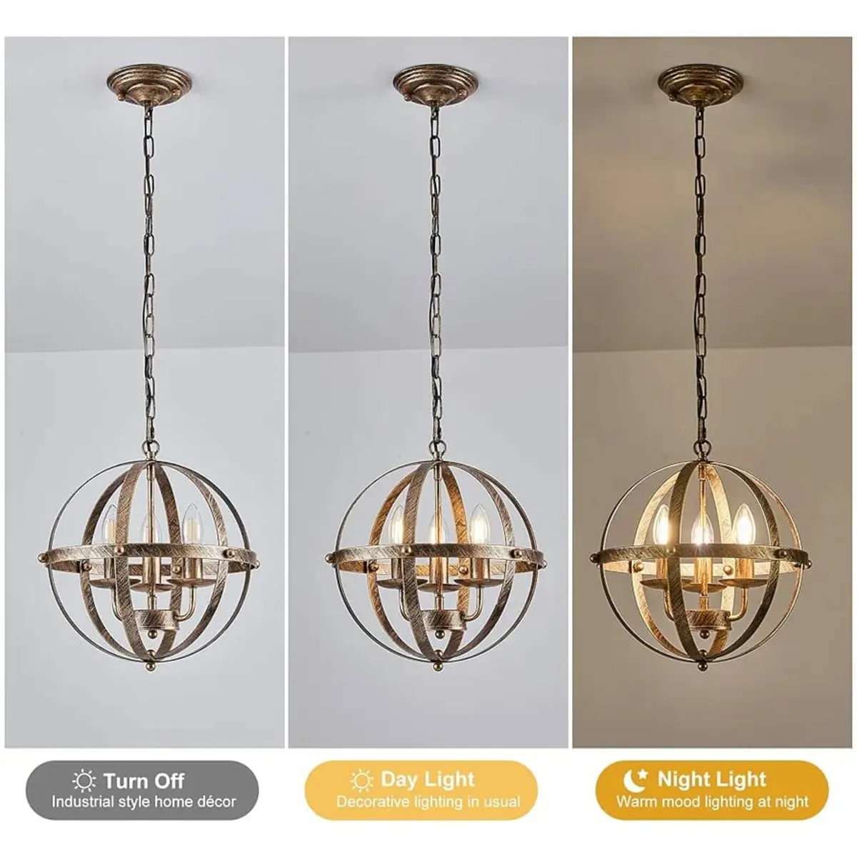 Pendant Light Industrial Globe Farmhouse Lighting - Image 3