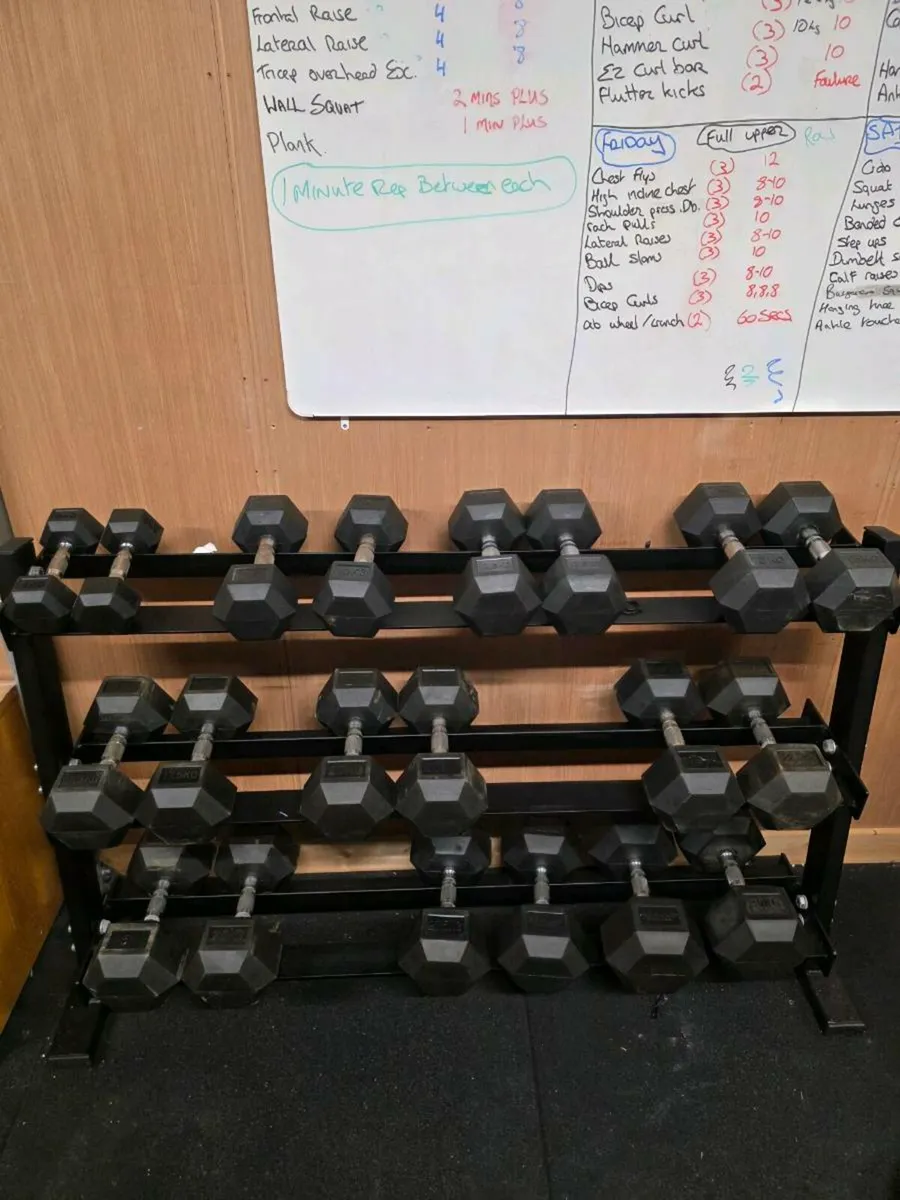 Full dumbell set and rack - Image 1