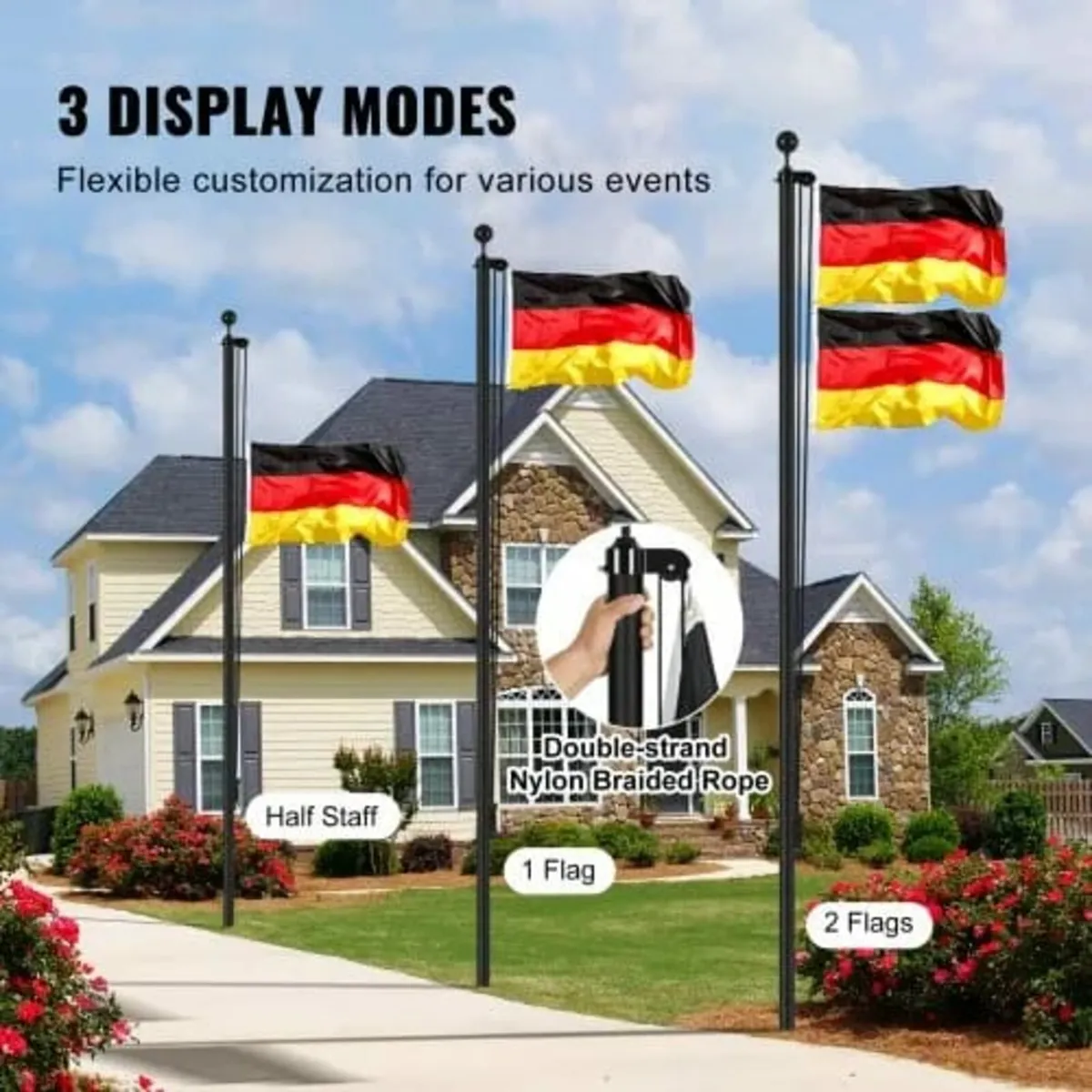 20FT Detachable Flagpole Kit, Heavy Duty Aluminum - Image 3