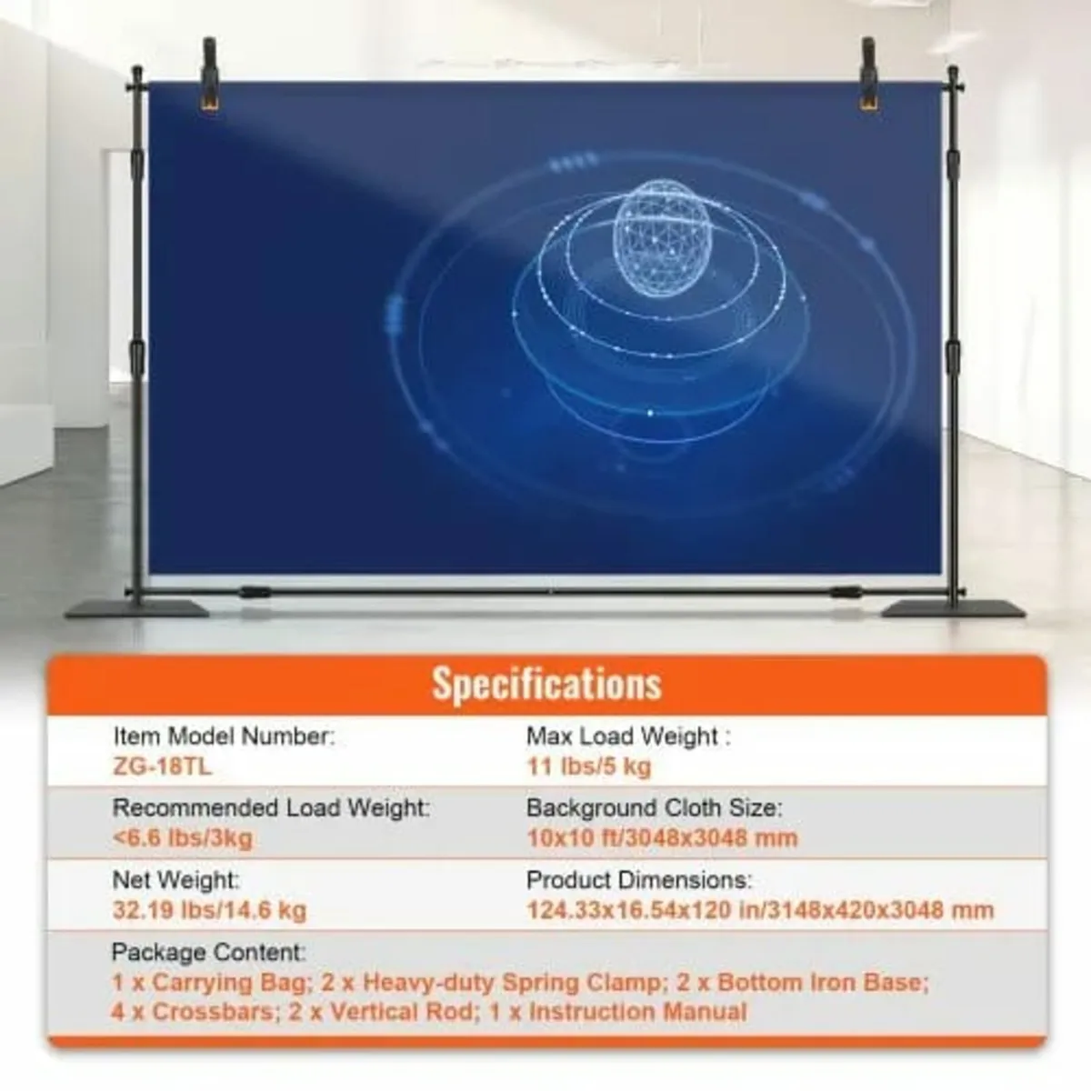 304.8 x 304.8 cm Pipe and Drape Kit, Heavy Duty Ba - Image 4