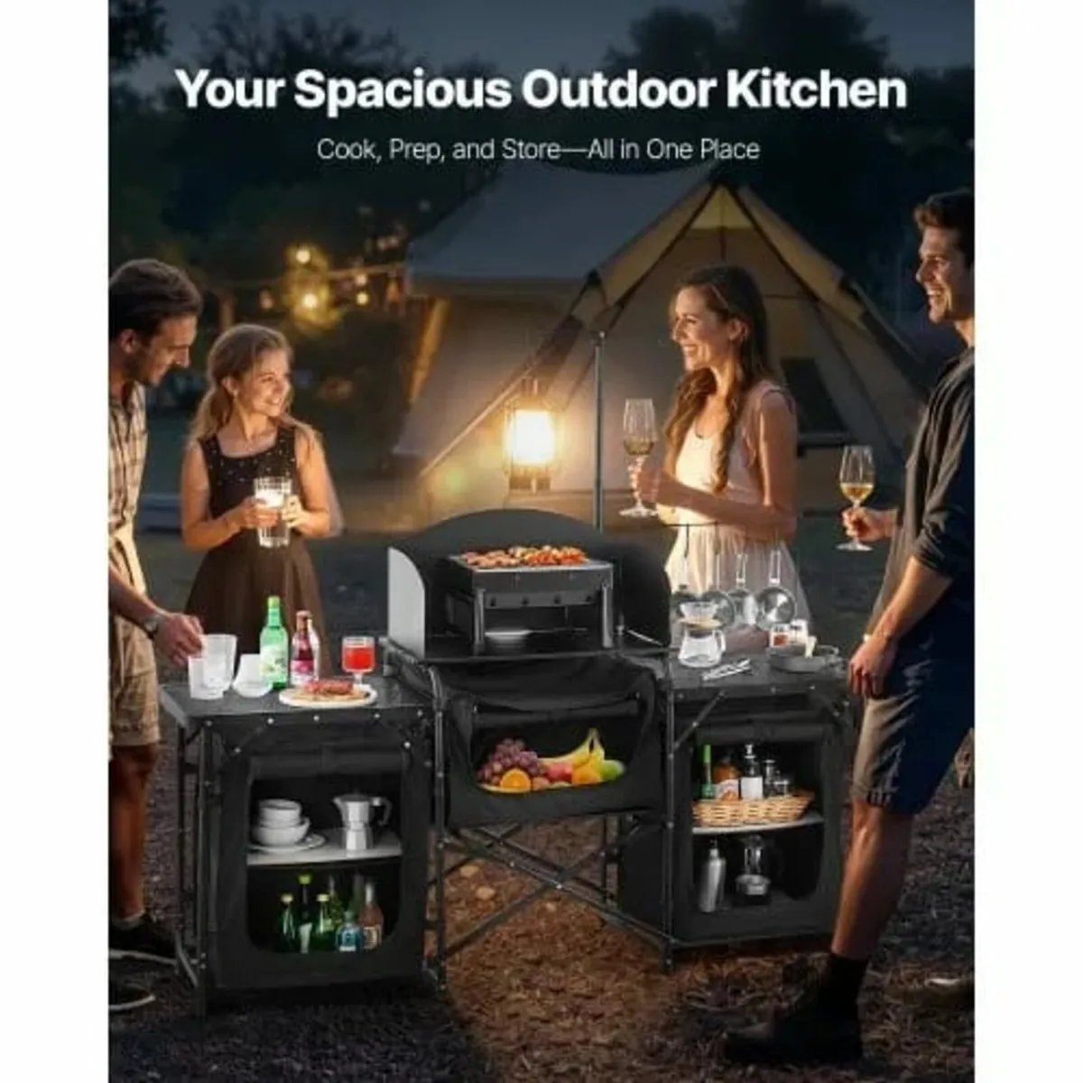 Camping Kitchen Table, Outdoor Camp Cooking Table, - Image 4