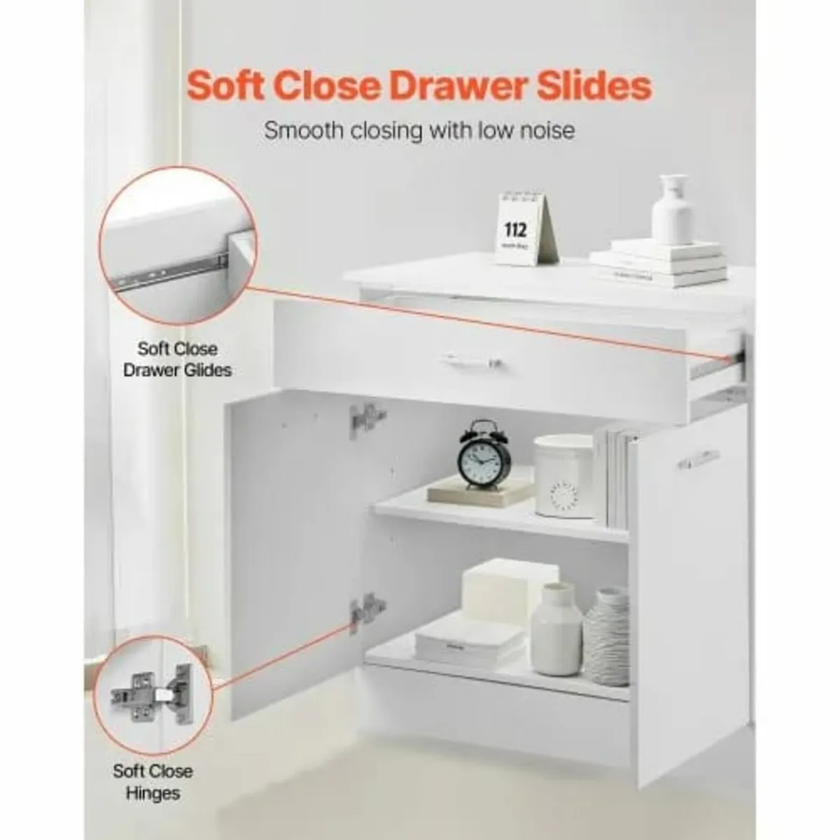 White Shaker Base Cabinet with Drawer, 31-Inch Una - Image 4