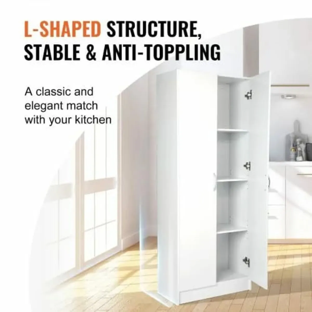 Kitchen Pantry Cabinet, 60" Tall Food Pantry Stora - Image 3