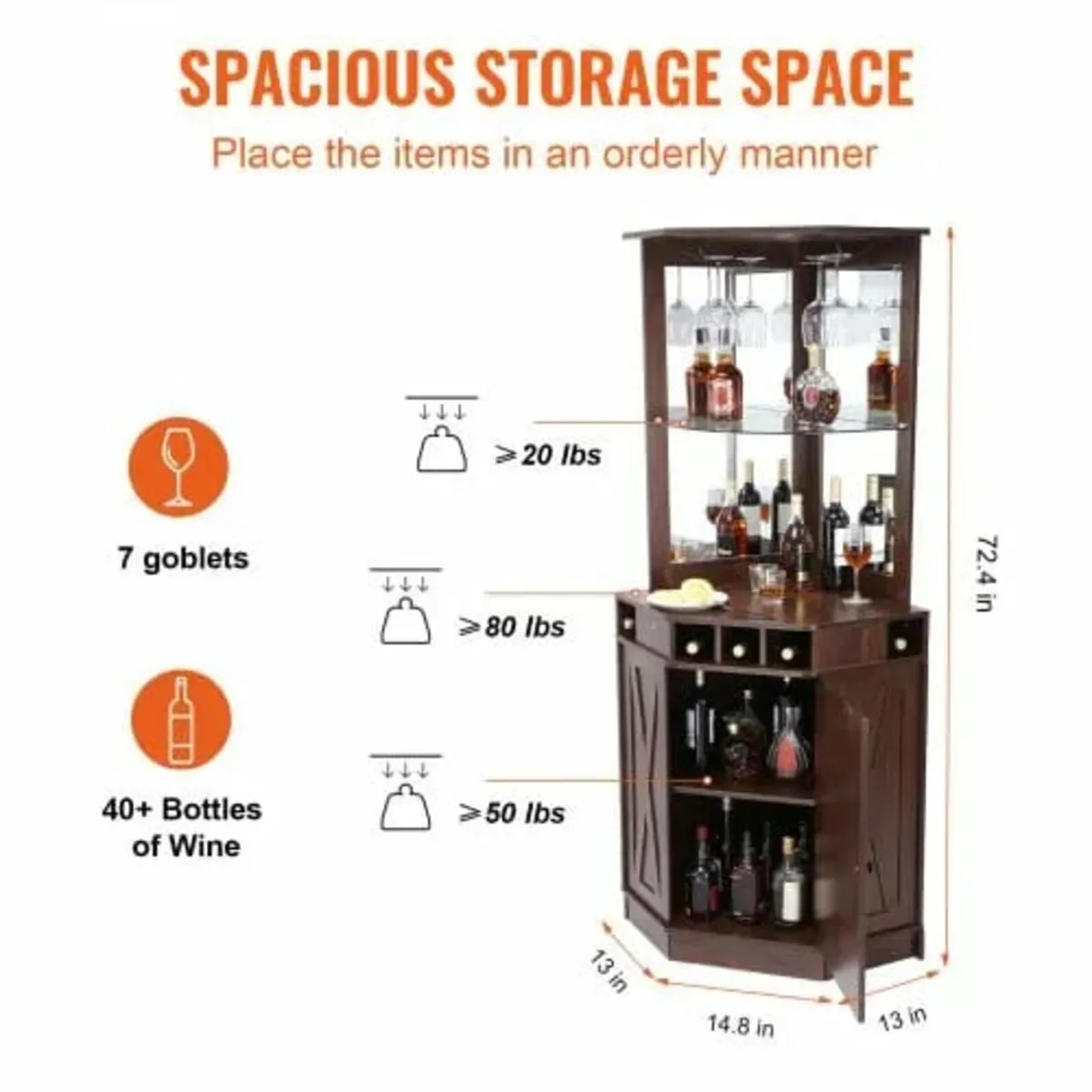 Corner Industrial Bar Cabinet, Wine Table for Liqu - Image 3
