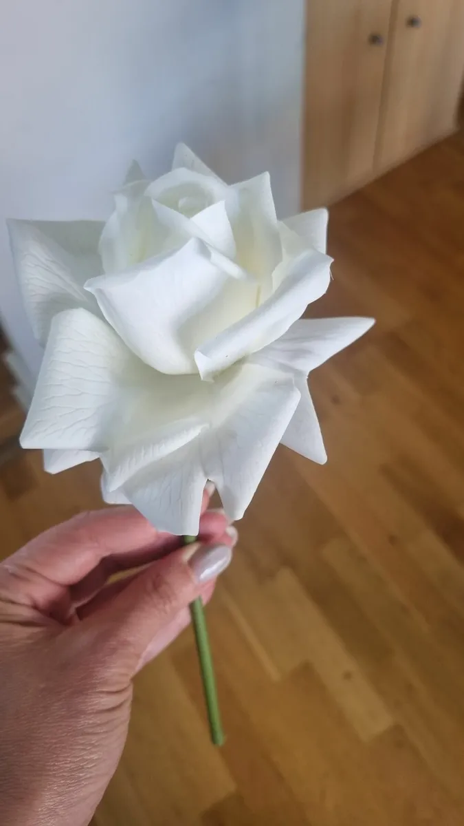 Artificial White Rose - Realistic Look - Image 3