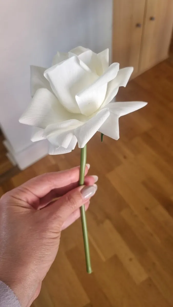 Artificial White Rose - Realistic Look - Image 2