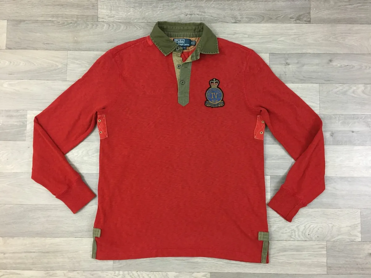Vintage Ralph Lauren Rugby Shirt Army Embroidered - Image 1