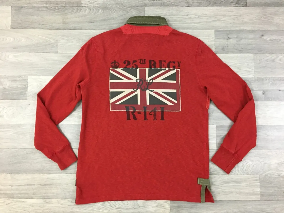 Vintage Ralph Lauren Rugby Shirt Army Embroidered - Image 3