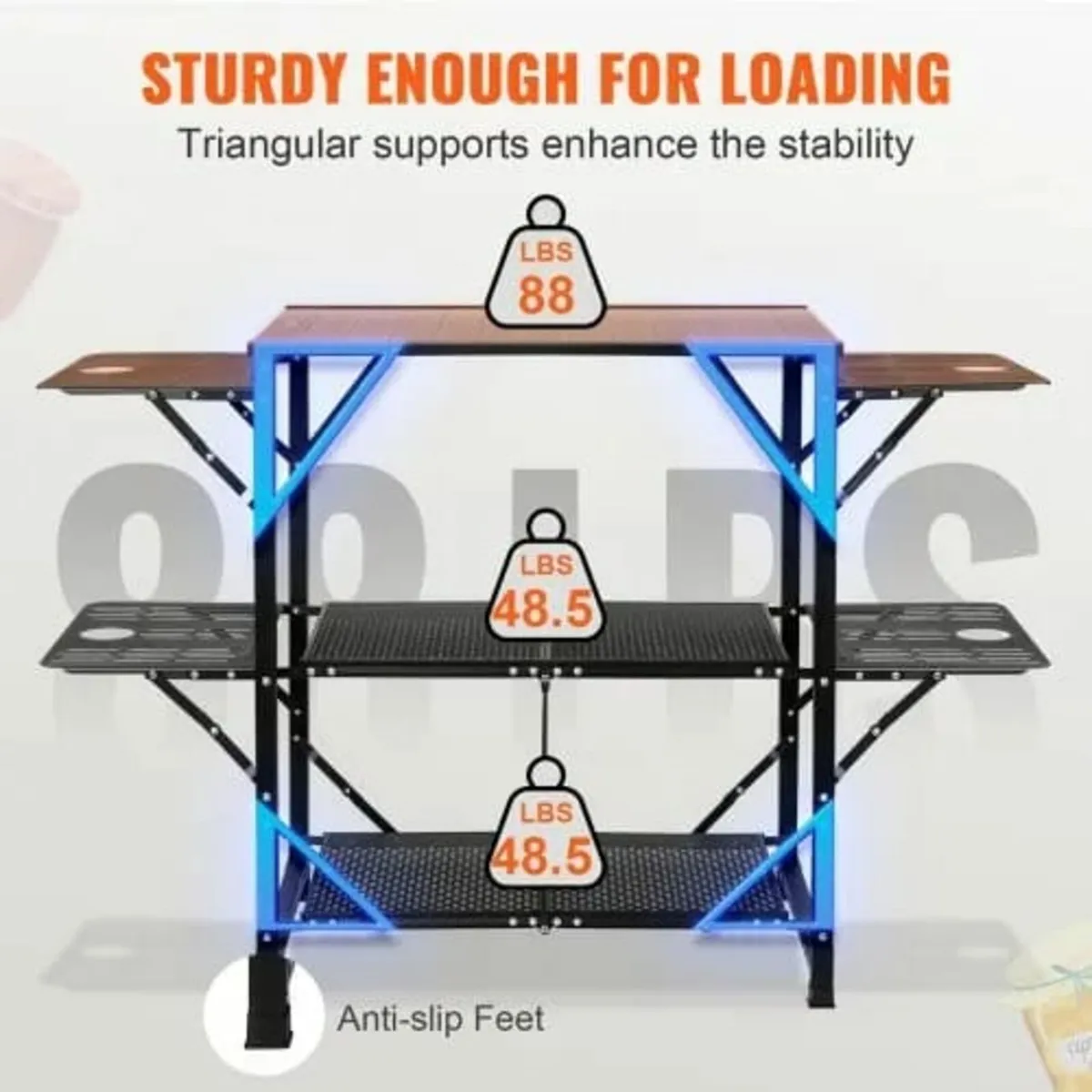 Camping Kitchen Table, One-piece Folding Portable - Image 4