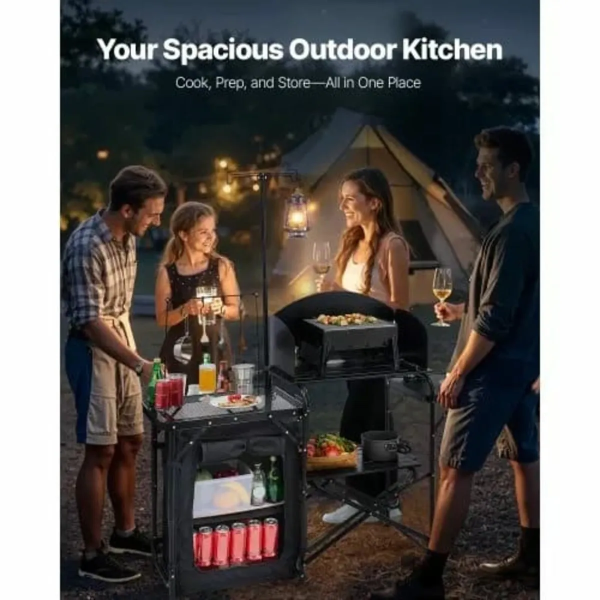 Camping Kitchen Table, Outdoor Camp Cooking Table, - Image 3