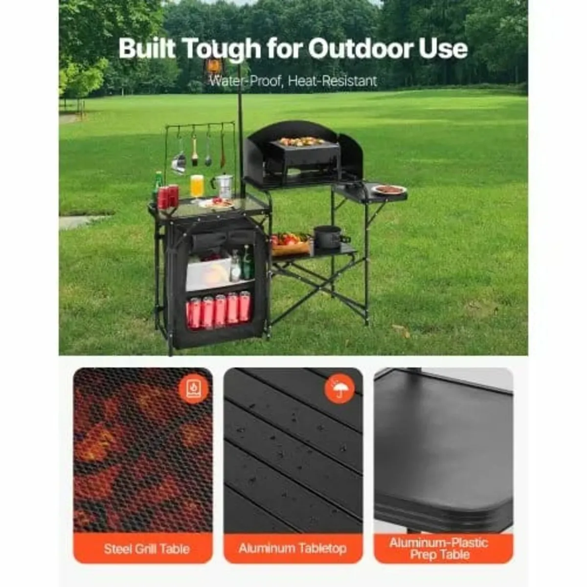 Camping Kitchen Table, Outdoor Camp Cooking Table, - Image 4