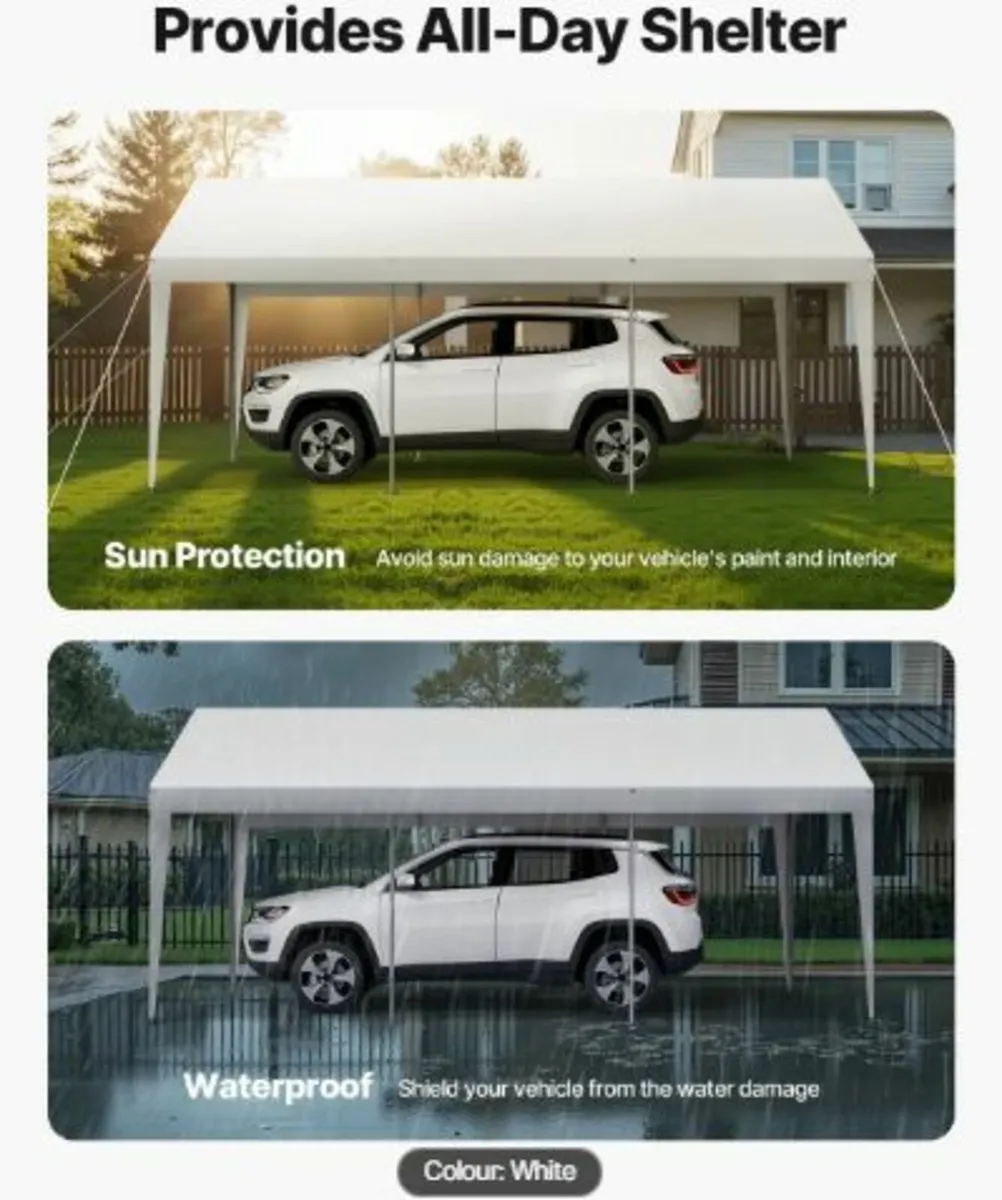Carport, 10 x 20 FT Outdoor Car Canopy, Potable - Image 3