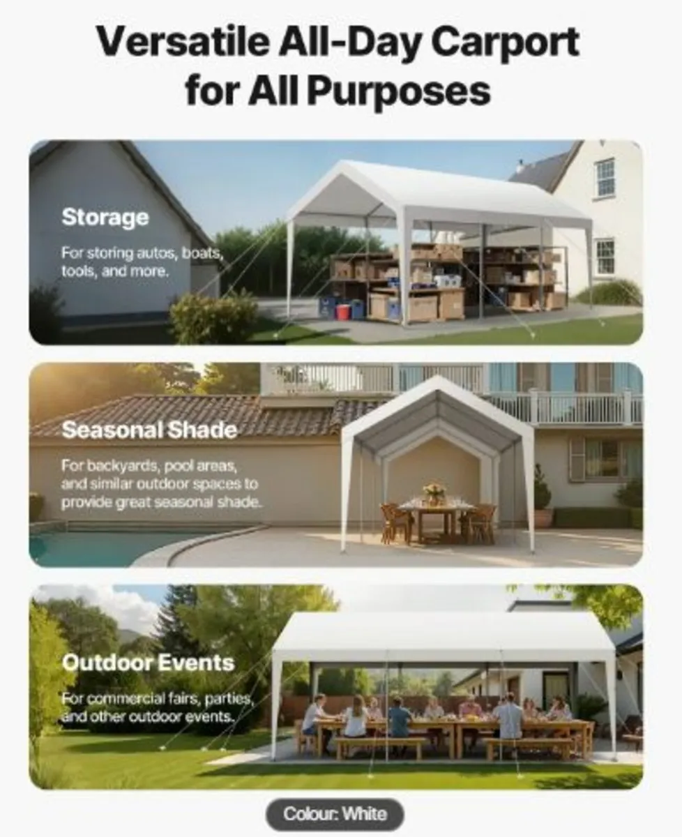 Carport, 10 x 20 FT Outdoor Car Canopy, Potable - Image 4