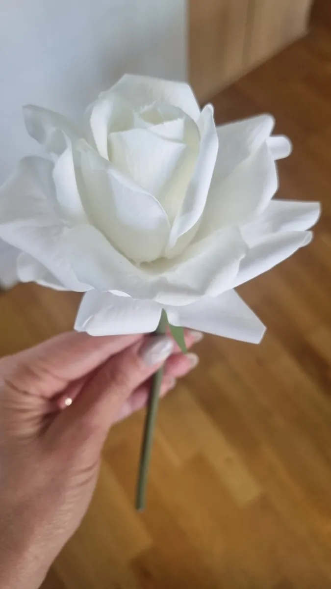 Artificial White Rose - Realistic Look - Image 4