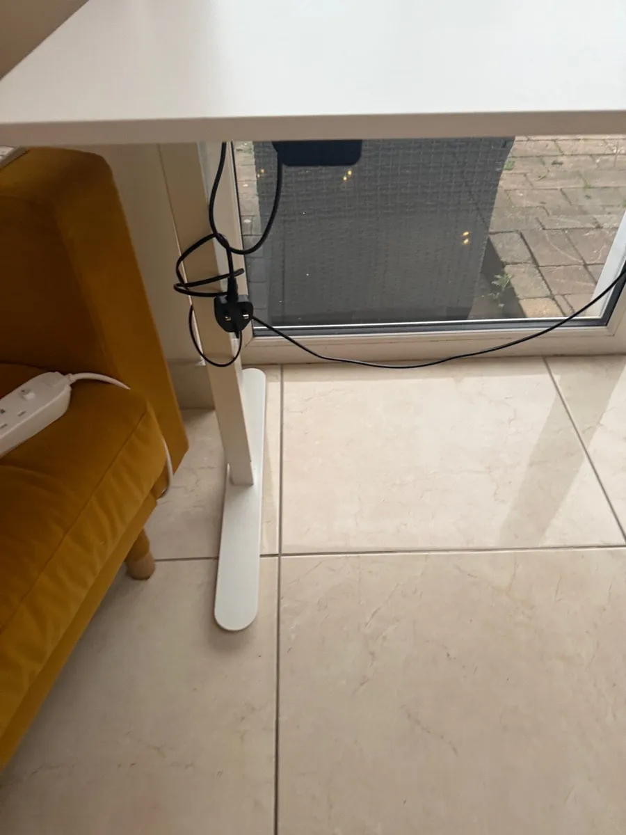 White Office Chair & Sit/Stand Desk - Image 2