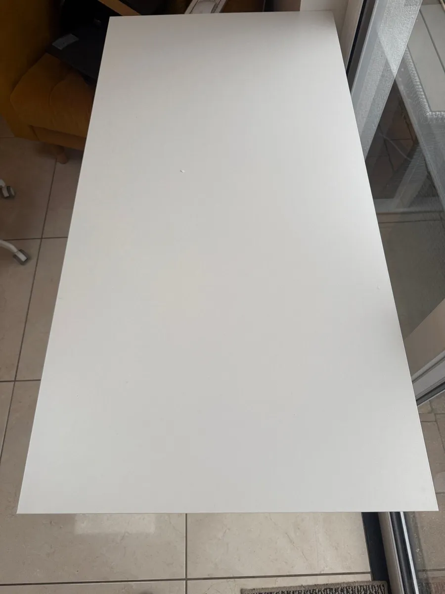 White Office Chair & Sit/Stand Desk - Image 3