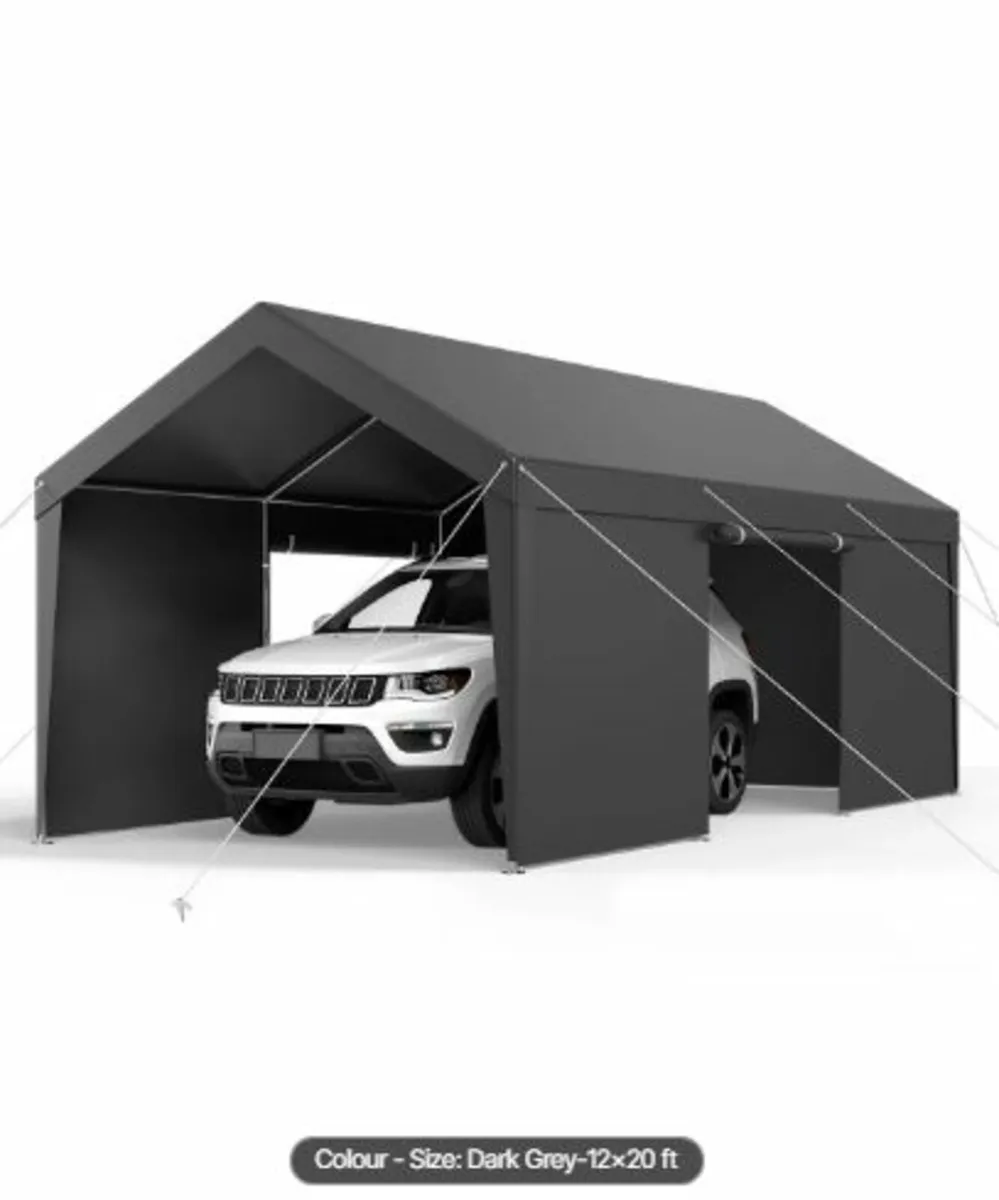 Carport, 12 x 20 FT Outdoor Car Canopy, Potable - Image 1