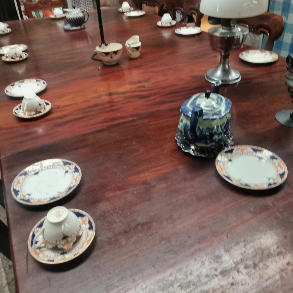 VICTORIAN  WINDOUT TABLE AND EIGHT CHAIRS - Image 1