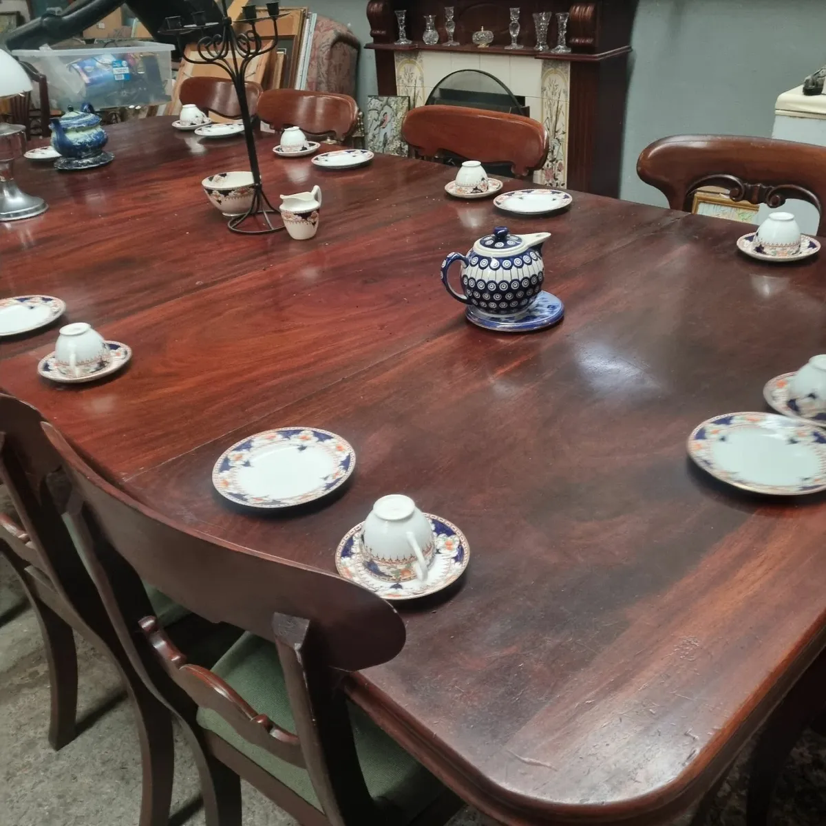 VICTORIAN  WINDOUT TABLE AND EIGHT CHAIRS - Image 3