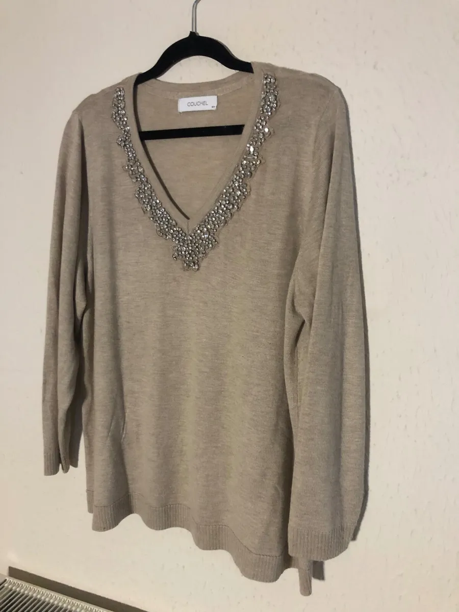 V neck Jumper with embellished neck line - Image 2
