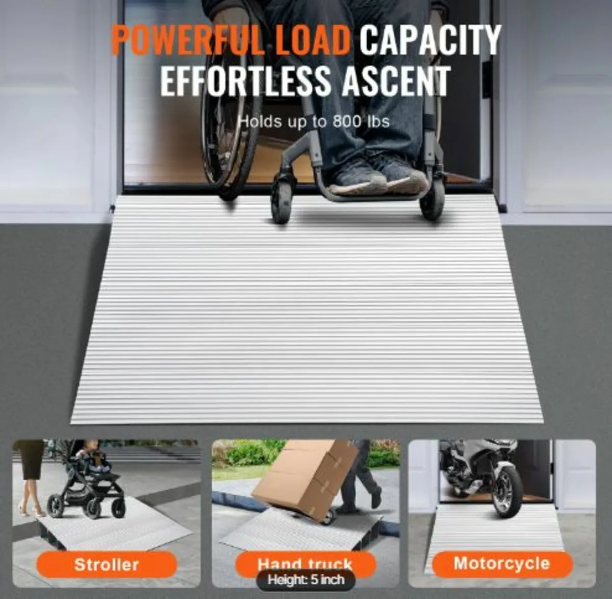 Door Threshold Ramp, 5"Rise,800 lbs Load Capacity - Image 3