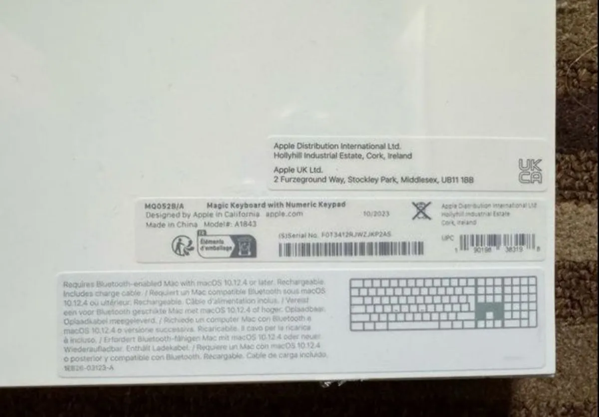 Genuine Apple Magic Keyboard with Numeric Keypad English, A1843 - Image 3