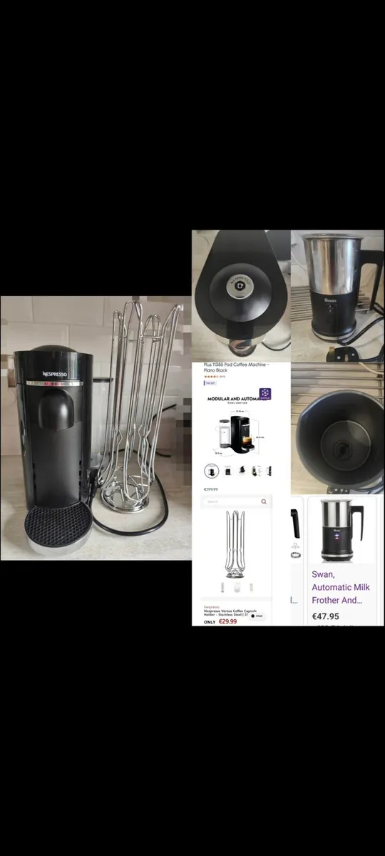 Nespresso coffee machine+frother+holder(new) - Image 1