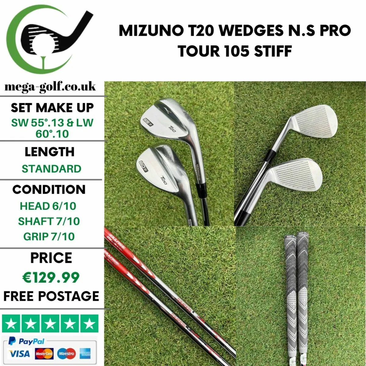 Mizuno T20 Wedges Sw 55°.13 & Lw 60°.10 / Stiff - Image 1