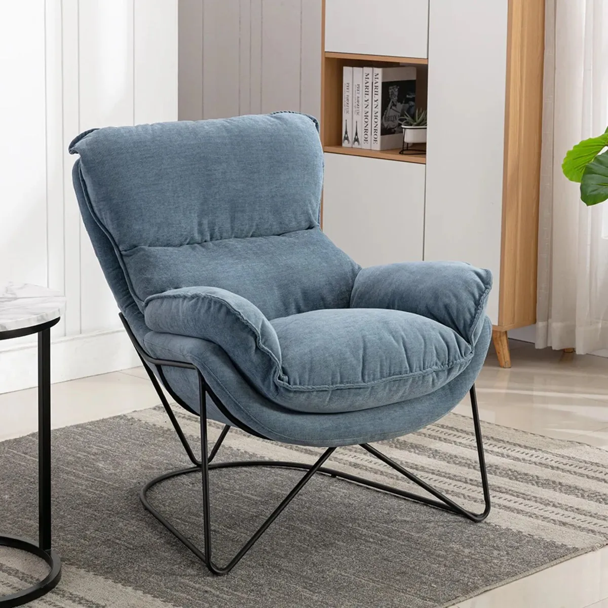 Bray Denim Occasional Armchair (Peach Color left) - Image 1