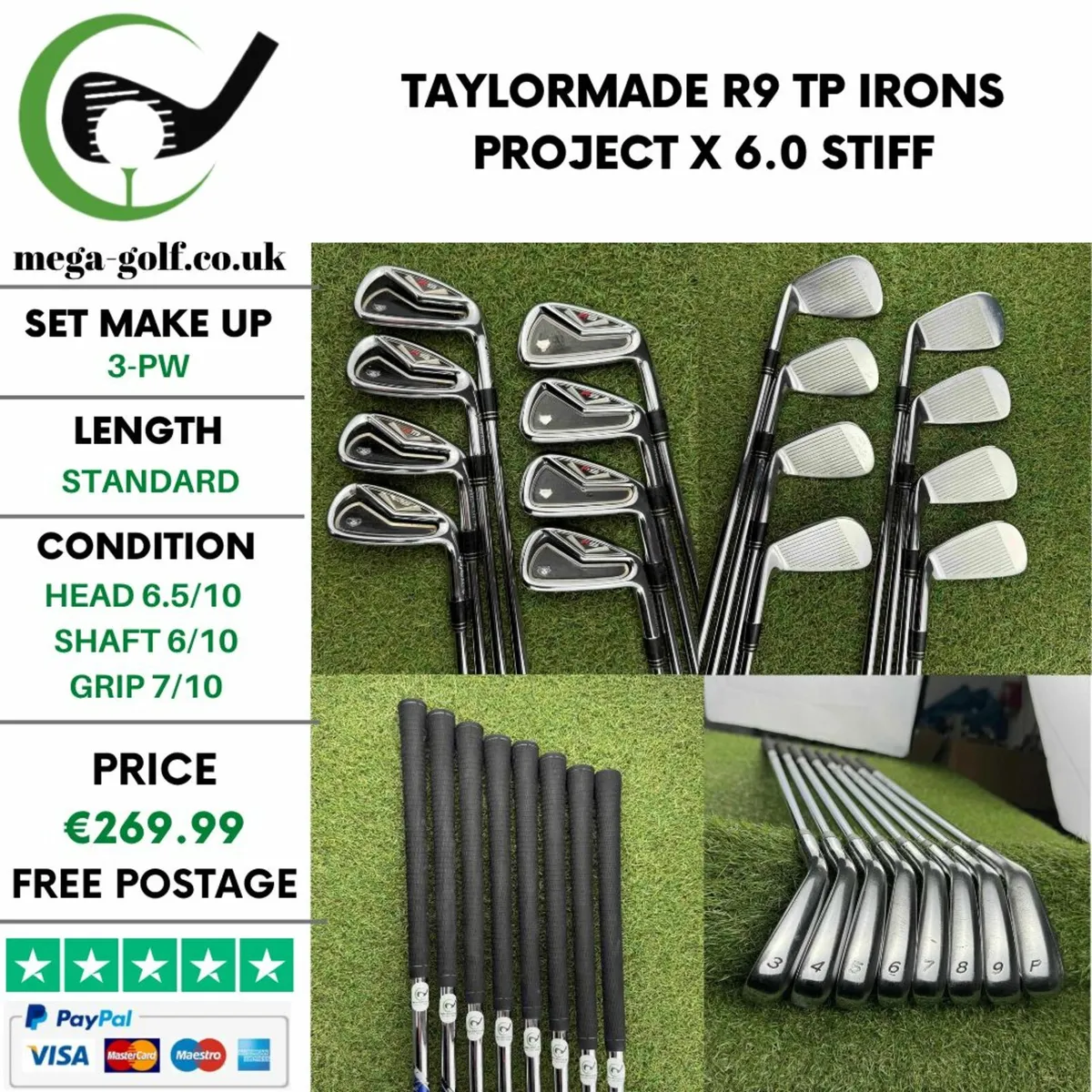 Taylormade R9 TP Irons / 3-Pw /Project X 6.0 Stiff - Image 1