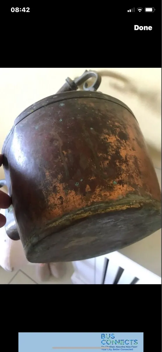 Large Antique 19th Century Brass & Copper Kettle - Image 4