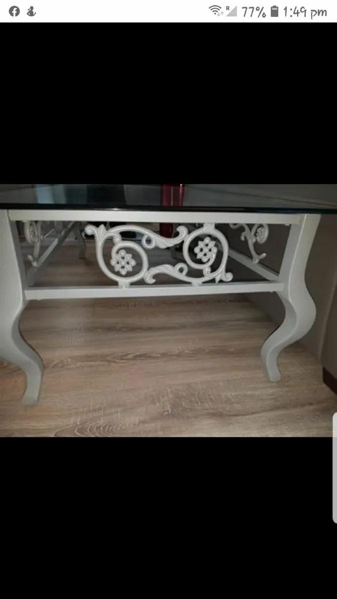 Glass top gray table for sale - Image 3