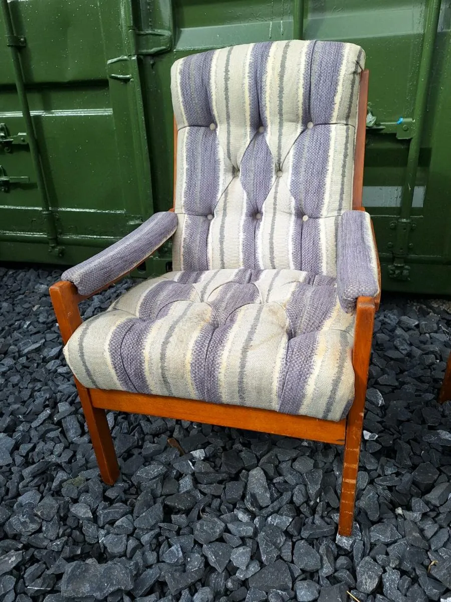 Pair of Vintage armchairs with footstool (DELIVERY - Image 2