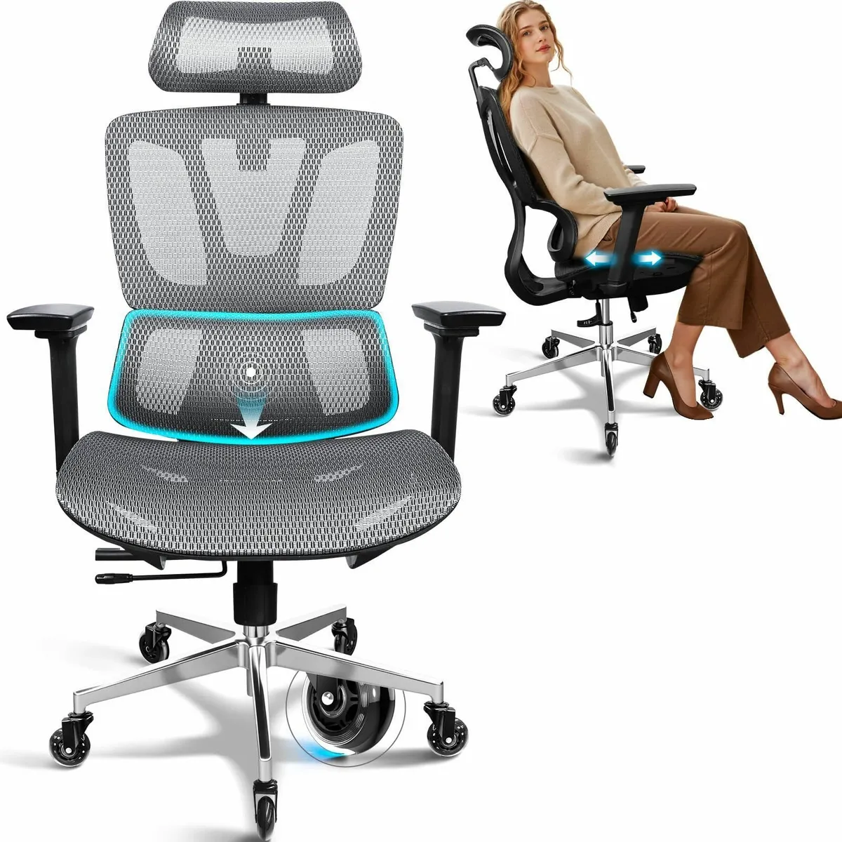 Ergonomic Office Chair Full Mesh – Rubber Casters - Image 1