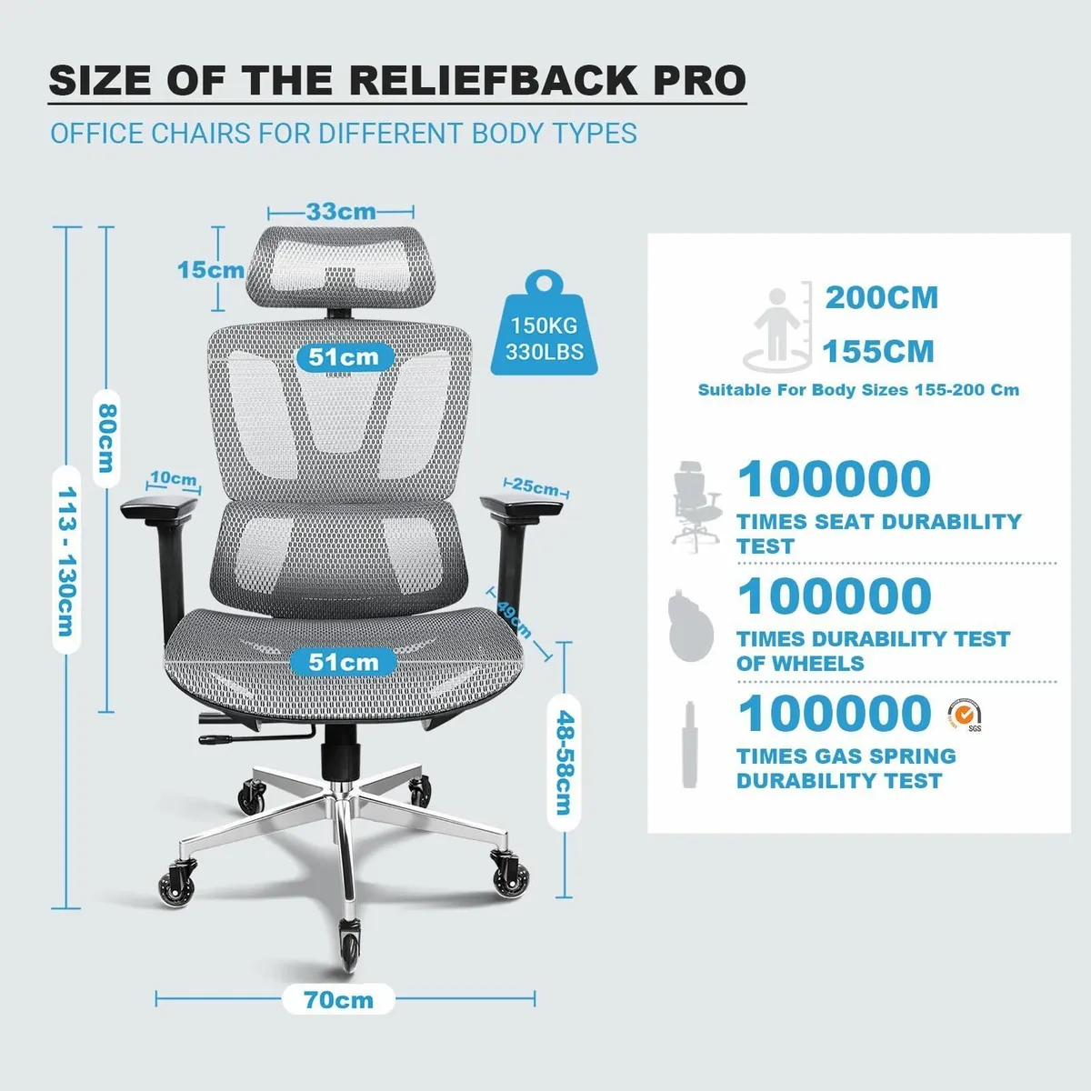 Ergonomic Office Chair Full Mesh – Rubber Casters - Image 2