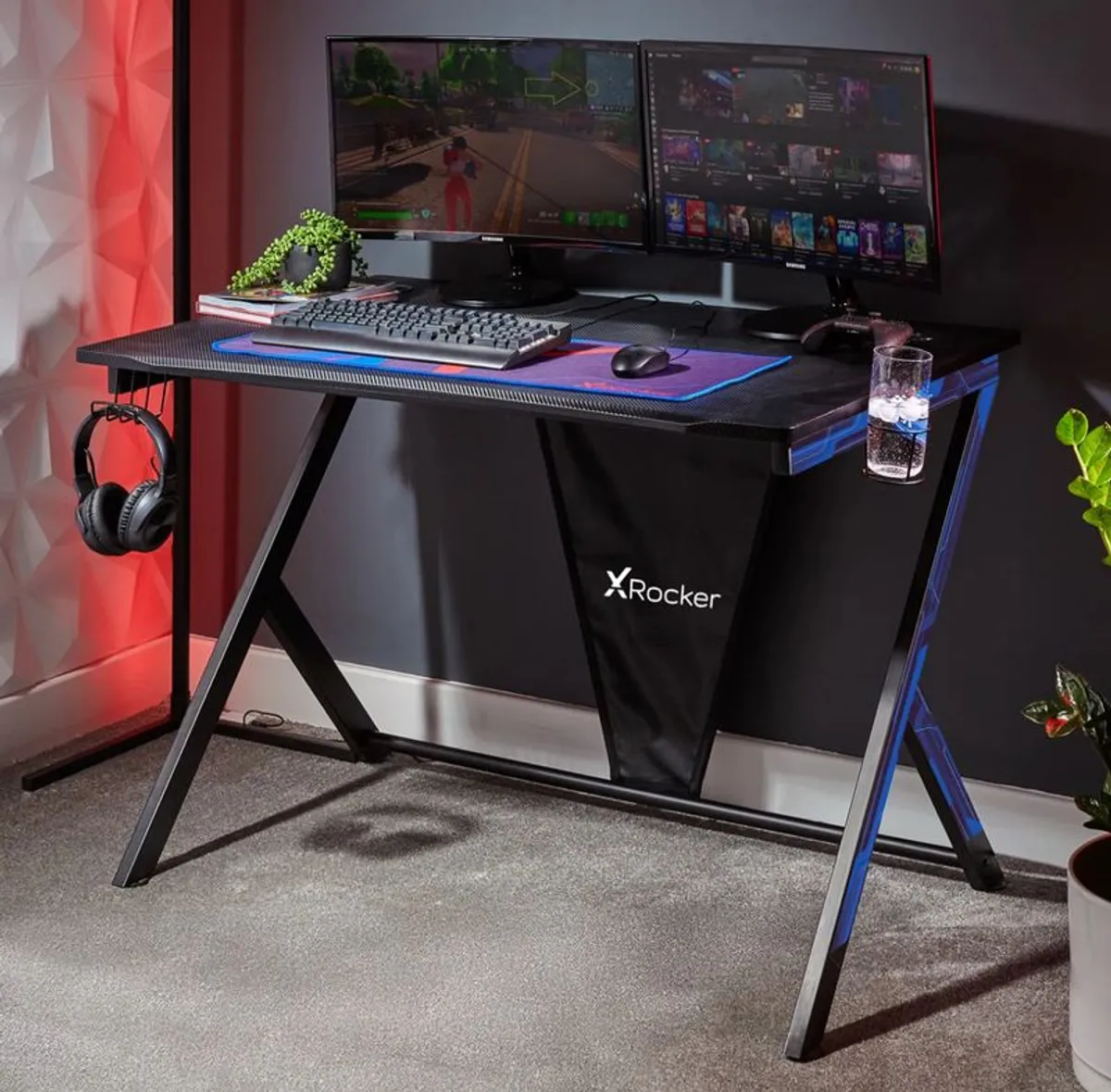 X Rocker Ocelot Gaming Desk Gaming table with gaming mat - Image 2