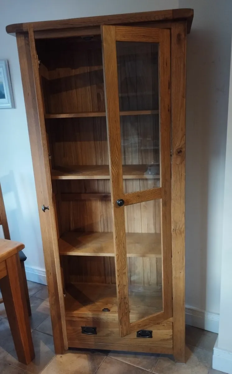 Oak glass door display cabinet - Image 1