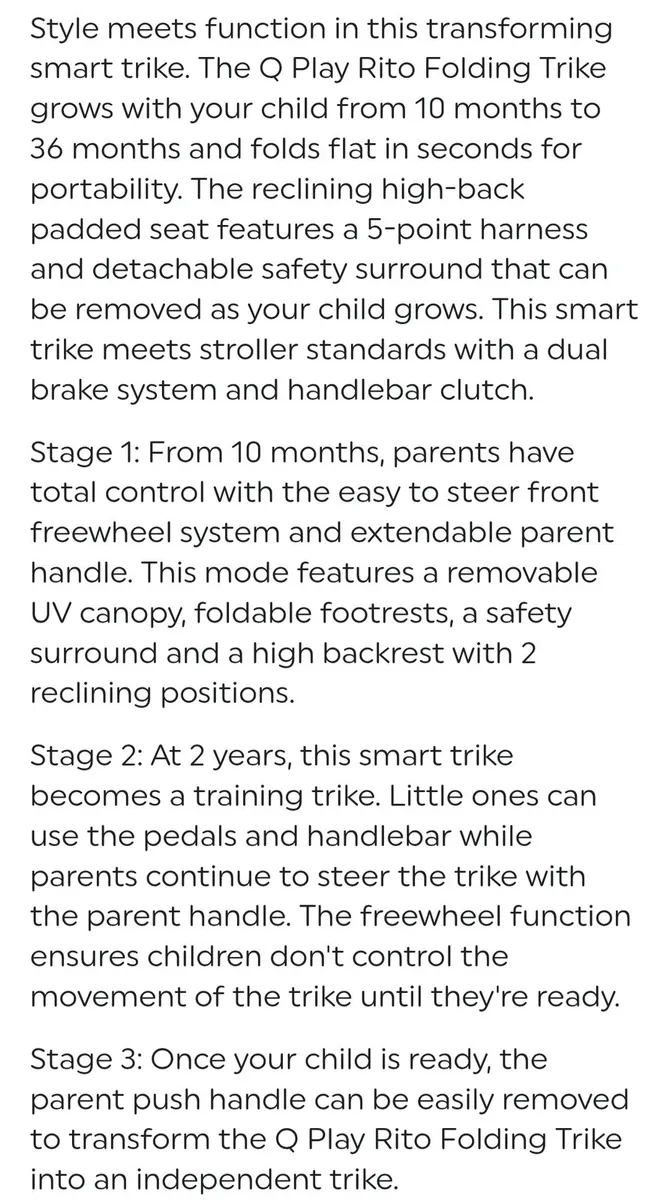 Q Play Toddler Trike - Image 2