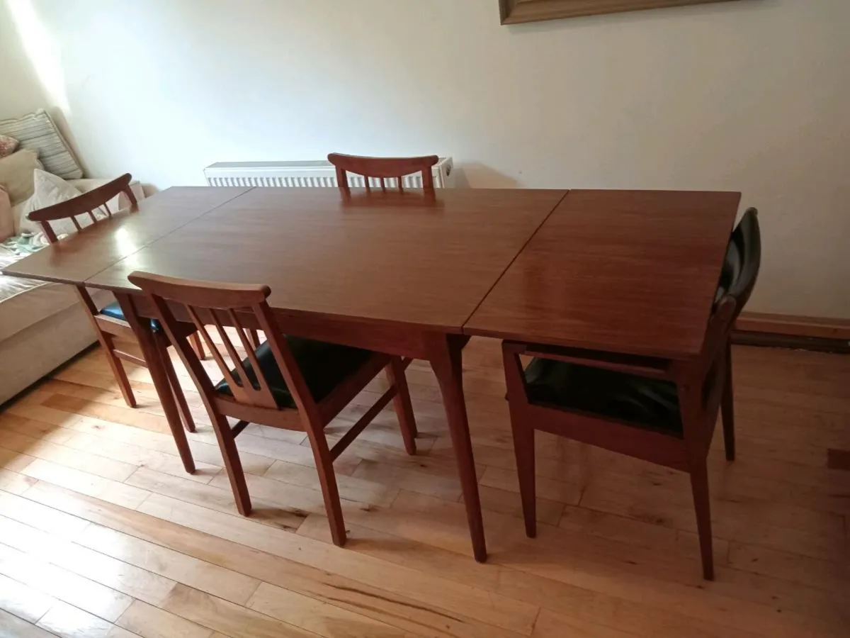 mid century teak draw leaf dining set - Image 4