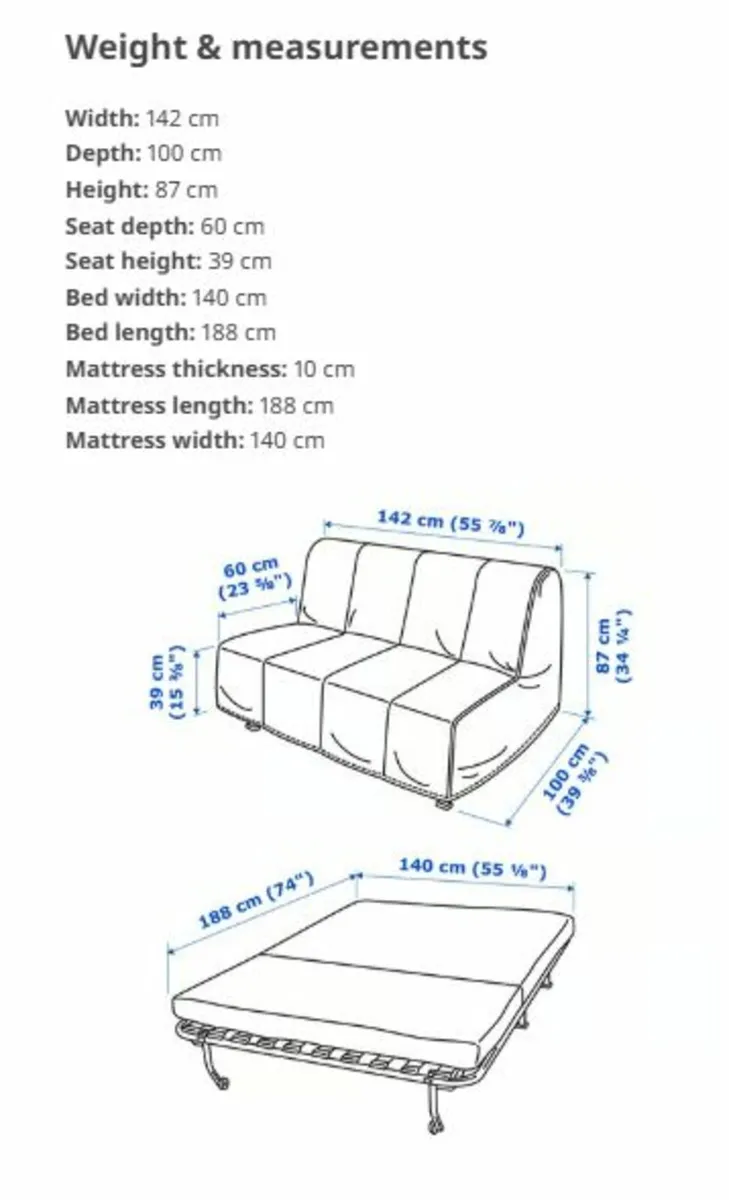 Ikea Lycksele sofa bed - Image 3