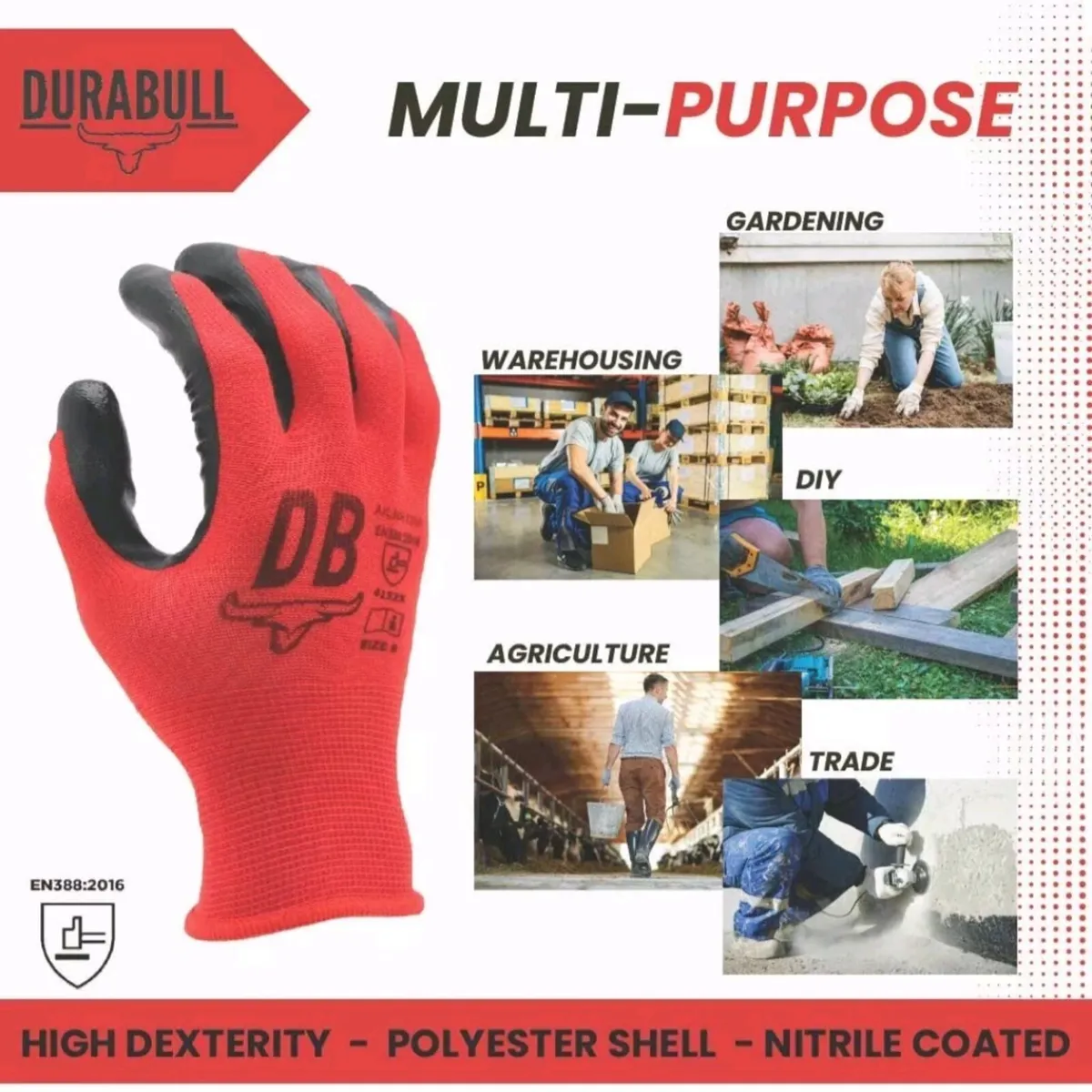 Nitrile Work Gloves - 10 pair packs - Image 1