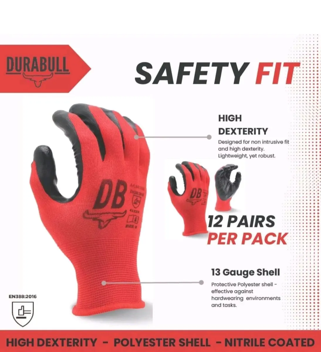 Nitrile Work Gloves - 10 pair packs - Image 3