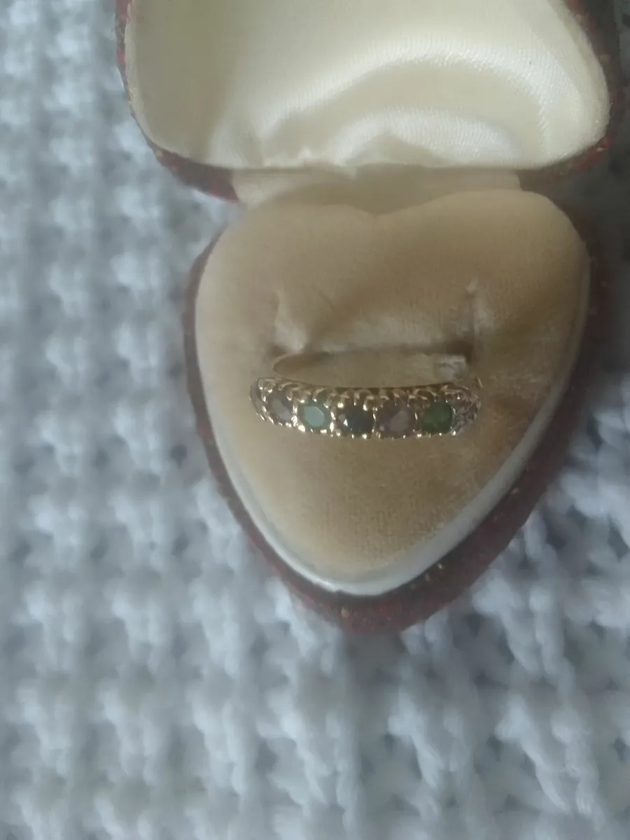 VICTORIAN GOLD SAPPHIRE & EMERALD  ETERNITY RING - Image 1