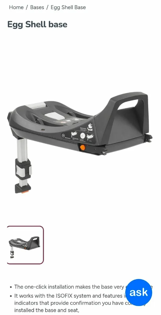 Egg Shell Car Seat and Isofix Base (brand new) - Image 2