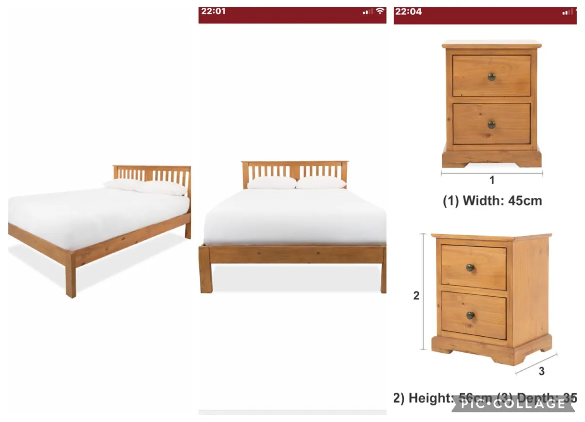 Brand new Rustic pine Bed frame & 2 lockers - Image 1